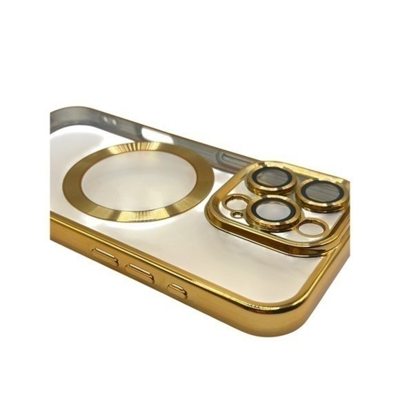 iPhone 16 Pro Max Clear Protective Case Gold Metallic Trim NEW - Picture 3 of 9